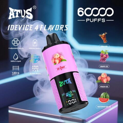 DE030 60000 Puffs Disposable Vape with LED Display Screen and Adjustable Airflow Rechargeable ATVS Vape
