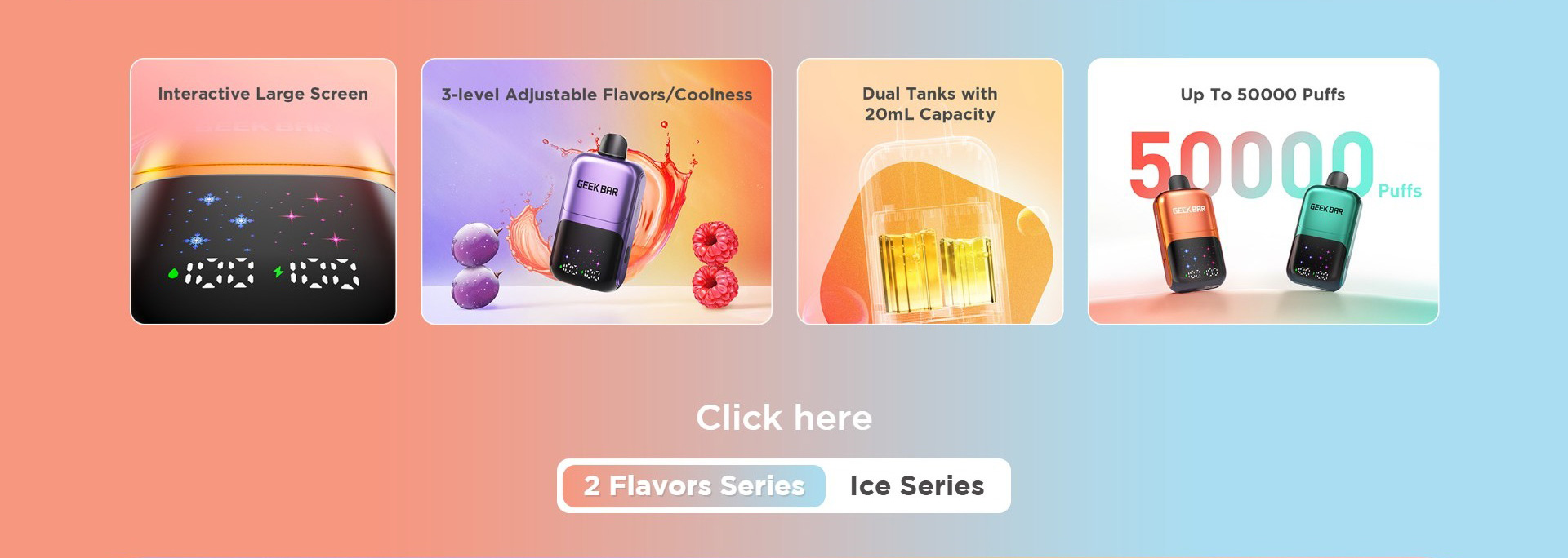 Geek Bar 50000 Puffs Disposable Vape with LED display screen and adjustable airflow